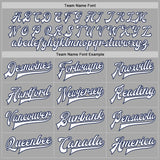 Custom Gray White-Navy Bomber Full-Snap Varsity Letterman Jacket