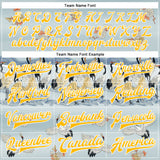Custom Lakes Blue Gold-White Heron 3D Pattern Design Bomber Full-Snap Varsity Letterman Jacket