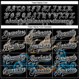Custom Black Royal-White Heron And Wave 3D Pattern Design Bomber Full-Snap Varsity Letterman Jacket