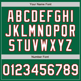 Custom Kelly Green White-Red Bomber Full-Snap Varsity Letterman Jacket