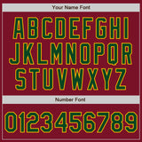Custom Crimson Green-Gold Bomber Full-Snap Varsity Letterman Jacket
