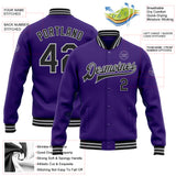 Custom Purple Black-Gray Bomber Full-Snap Varsity Letterman Jacket