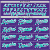 Custom Purple Aqua-White Bomber Full-Snap Varsity Letterman Jacket