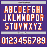 Custom Purple White-Orange Bomber Full-Snap Varsity Letterman Jacket