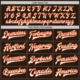 Custom Brown White-Orange Bomber Full-Snap Varsity Letterman Jacket