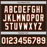 Custom Brown White-Orange Bomber Full-Snap Varsity Letterman Jacket