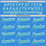 Custom Powder Blue Teal-White Bomber Full-Snap Varsity Letterman Jacket