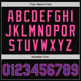 Custom Black Pink Pinstripe Purple Bomber Full-Snap Varsity Letterman Jacket