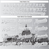 Custom Gray White-Black United States Capitol 3D Pattern Design Bomber Full-Snap Varsity Letterman Jacket