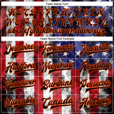 Custom Royal Black Orange-Red American Flag With Head Of Bull 3D Pattern Design Bomber Full-Snap Varsity Letterman Jacket