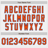 Custom White Royal Pinstripe Orange Bomber Full-Snap Varsity Letterman Jacket