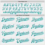 Custom White Teal Pinstripe Teal Bomber Full-Snap Varsity Letterman Jacket
