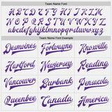 Custom White Purple Pinstripe Purple Bomber Full-Snap Varsity Letterman Jacket