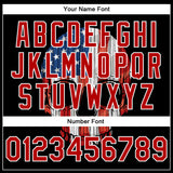 Custom Black Red-White Skull With American Flag 3D Bomber Full-Snap Varsity Letterman Jacket