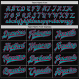 Custom Black Pink-Teal Bomber Full-Snap Varsity Letterman Two Tone Jacket