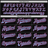 Custom Black Pink-Light Blue Bomber Full-Snap Varsity Letterman Two Tone Jacket