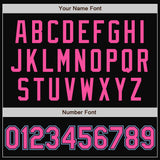 Custom Black Pink-Light Blue Bomber Full-Snap Varsity Letterman Two Tone Jacket