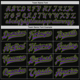 Custom Black Purple-Neon Green Bomber Full-Snap Varsity Letterman Two Tone Jacket
