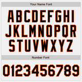 Custom White Black-Orange Bomber Full-Snap Varsity Letterman Two Tone Jacket