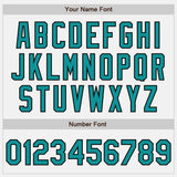 Custom White Teal-Black Bomber Full-Snap Varsity Letterman Two Tone Jacket