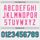 Custom White Aqua Black-Pink Bomber Full-Snap Varsity Letterman Two Tone Jacket