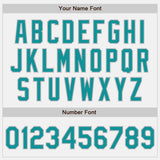 Custom White Teal Gray-Black Bomber Full-Snap Varsity Letterman Two Tone Jacket
