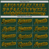 Custom Green Gold-Black Bomber Full-Snap Varsity Letterman Two Tone Jacket
