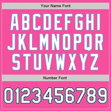 Custom Pink White Black-Light Blue Bomber Full-Snap Varsity Letterman Two Tone Jacket
