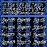 Custom Royal Black-White 3D Pattern Design Bomber Full-Snap Varsity Letterman Jacket