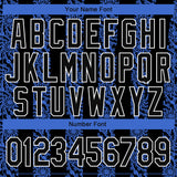 Custom Royal Black-White 3D Pattern Design Bomber Full-Snap Varsity Letterman Jacket