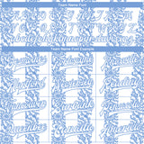 Custom Light Blue-White 3D Pattern Design Bomber Full-Snap Varsity Letterman Jacket