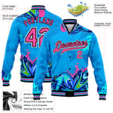 Custom Graffiti Pattern Pink-Black Hiphop Abstract Urban Street Art 3D Bomber Full-Snap Varsity Letterman Jacket