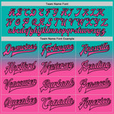 Custom Aqua Pink-Black Bomber Full-Snap Varsity Letterman Fade Fashion Jacket