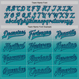 Custom Gray Teal-Navy Bomber Full-Snap Varsity Letterman Fade Fashion Jacket
