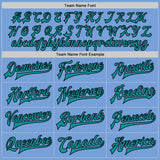 Custom Light Blue Teal-Black Bomber Full-Snap Varsity Letterman Two Tone Jacket