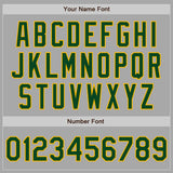 Custom Gray Green-Gold Bomber Full-Snap Varsity Letterman Two Tone Jacket