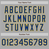 Custom Gray Royal-Yellow Bomber Full-Snap Varsity Letterman Two Tone Jacket