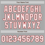 Custom Gray White-Red Bomber Full-Snap Varsity Letterman Two Tone Jacket
