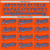 Custom Orange Navy-Light Blue Bomber Full-Snap Varsity Letterman Two Tone Jacket