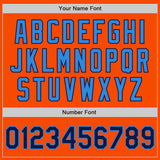 Custom Orange Navy-Powder Blue Bomber Full-Snap Varsity Letterman Two Tone Jacket