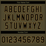 Custom Olive Black-Old Gold Camo Sleeves 3D Pattern Design Bomber Full-Snap Varsity Letterman Salute To Service Jacket