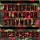 Custom Camo Black-Red Rose 3D Pattern Design Bomber Full-Snap Varsity Letterman Salute To Service Jacket
