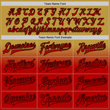 Custom Old Gold Red-Black Bomber Full-Snap Varsity Letterman Fade Fashion Jacket