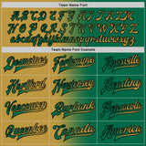 Custom Kelly Green Old Gold-Black Bomber Full-Snap Varsity Letterman Gradient Fashion Jacket