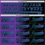 Custom Black Purple-Teal Bomber Full-Snap Varsity Letterman Gradient Fashion Jacket