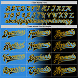 Custom Black Powder Blue-Gold Bomber Full-Snap Varsity Letterman Gradient Fashion Jacket