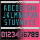 Custom Black Neon Pink-Teal Bomber Full-Snap Varsity Letterman Gradient Fashion Jacket