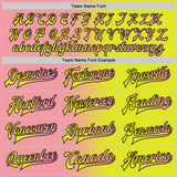 Custom Neon Yellow Medium Pink-Black Bomber Full-Snap Varsity Letterman Gradient Fashion Jacket
