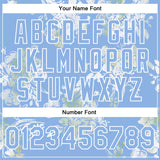 Custom Light Blue White Plant And Flower 3D Pattern Design Bomber Full-Snap Varsity Letterman Jacket