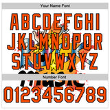 Custom White Orange-Black Rock Music Festival 3D Pattern Design Bomber Full-Snap Varsity Letterman Jacket